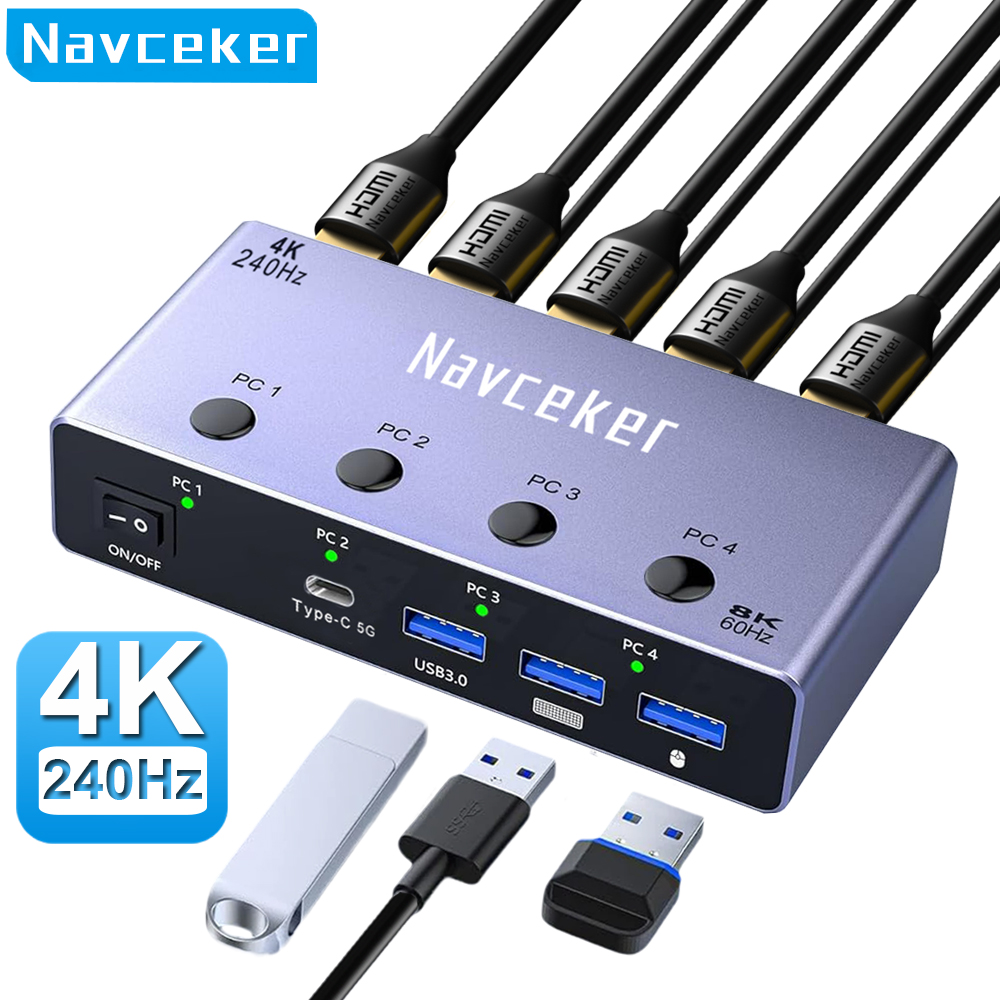 Hdmi Matrix Switch - Navceker 4K 240Hz 4X1 HDMI KVMスイッチ