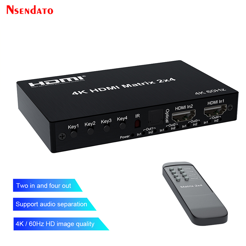 Hdmi Matrix Switch - 4K 60Hz HDMIマトリックス 2x4 ドルビー対応 HDMIスプリッタースイッチ
