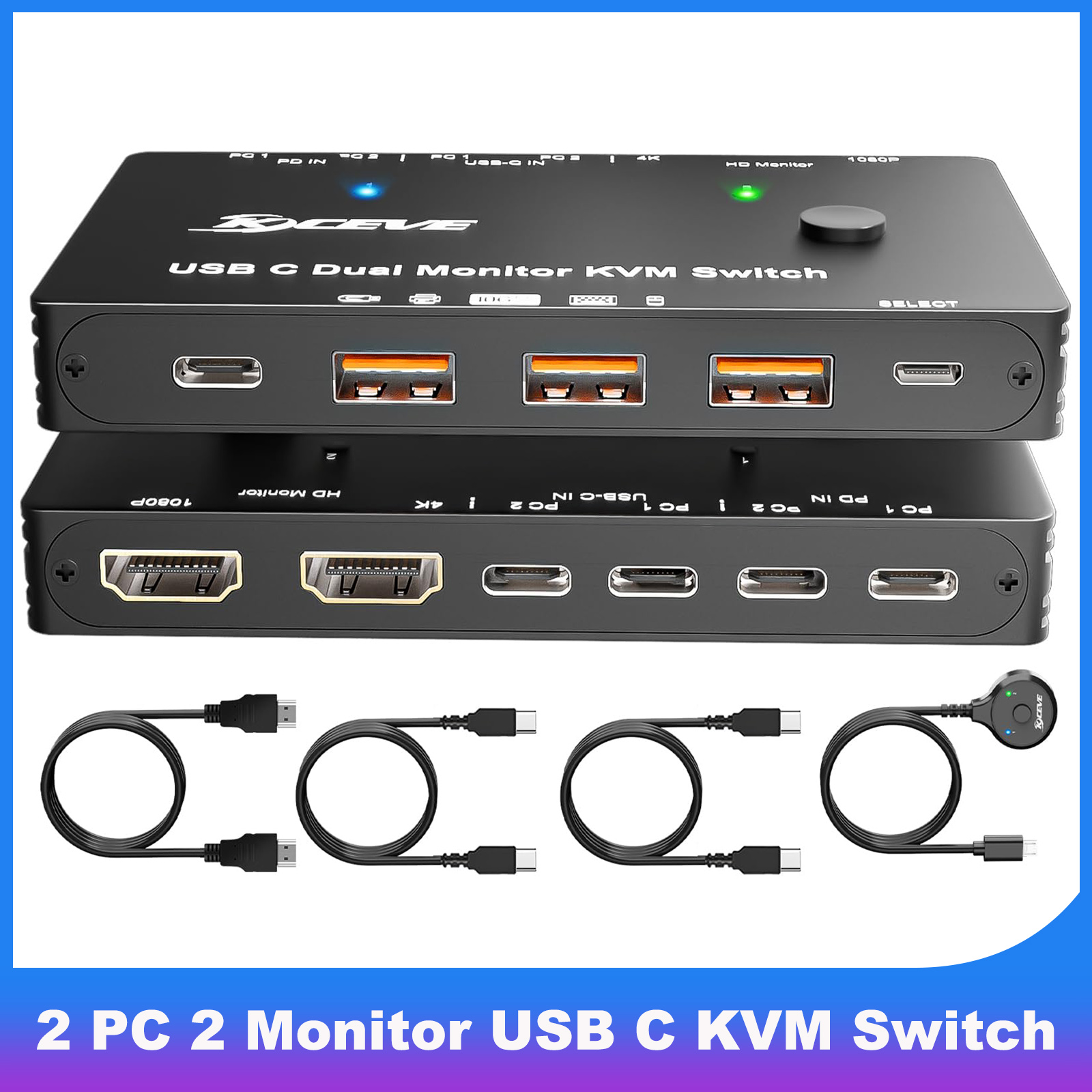 Hdmi Matrix Switch - 4K/1080P@60Hz USB C デュアル モニター KVM