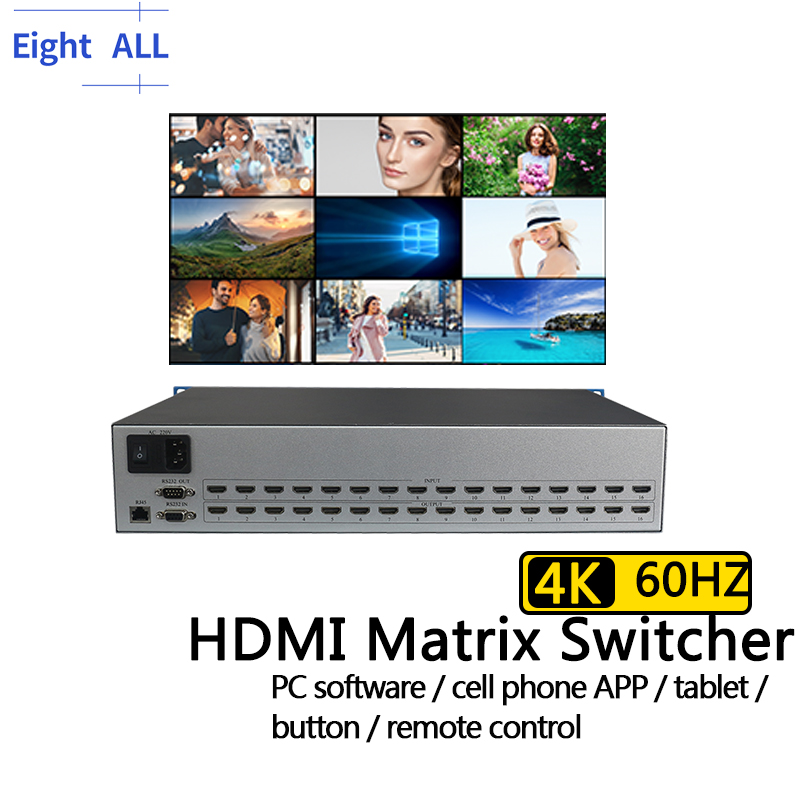 Hdmi Matrix Switch - 4K@60Hz HDMIマトリックススイッチ 8x8 4x4 16x16 オーディオ、イーサネット、APP、RS232、IRボタンスイッチャー、HDCP対応