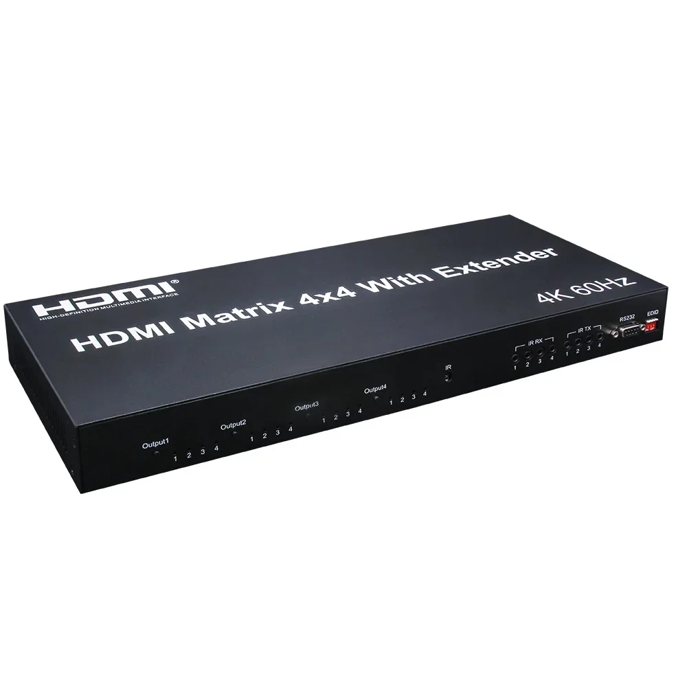 Hdmi Matrix Switch - 4K 60Hz 4x4マトリックスHDMI2.0 4x4 HDMIマトリックス（イーサネットエクステンダー付き、RJ45 Cat6ケーブル経由）ビデオスイッチスプリッター