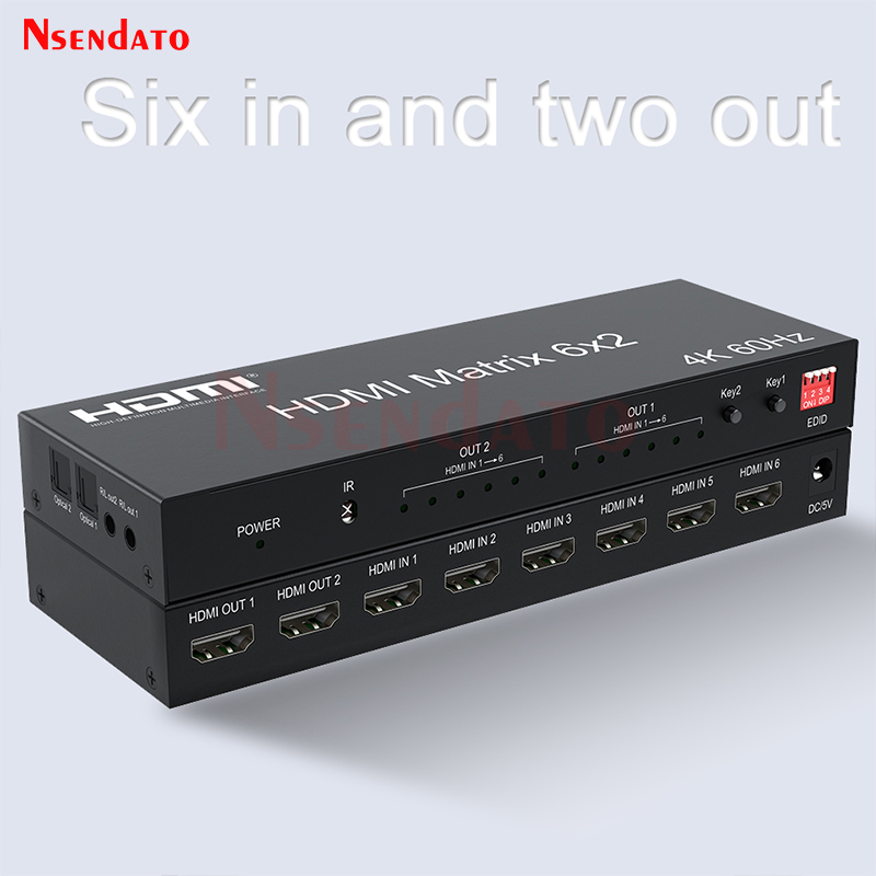 Hdmi Matrix Switch - HDMIマトリックススイッチャー 6x2 4K 60Hz マトリックスHDMIスイッチスプリッター 6入力2出力
