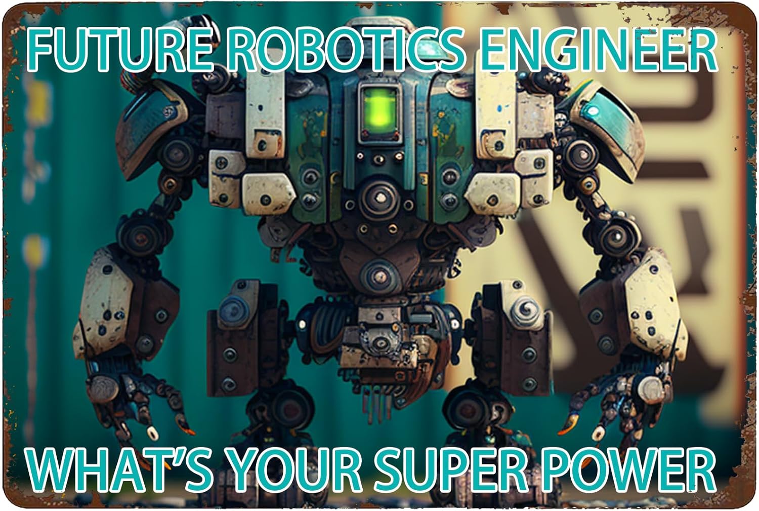 Tech Office Engineer - 1p,ロボティクスエンジニア メタルサイン - 産業機械ウォールプレート、ホームオフィスや技術愛好家へのギフト装飾