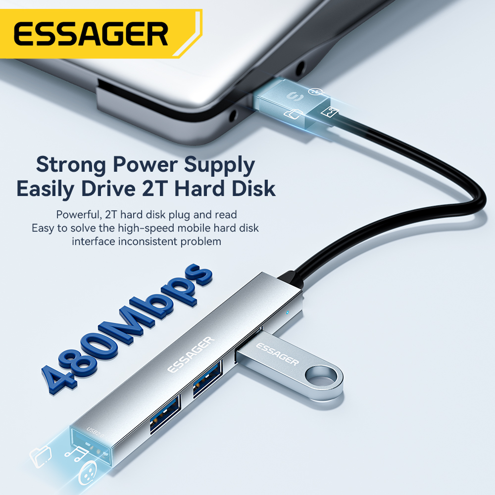 Essager 4 in 1 USB C ケーブルハブ US - Multi Port Usb Hub のレビューと価格