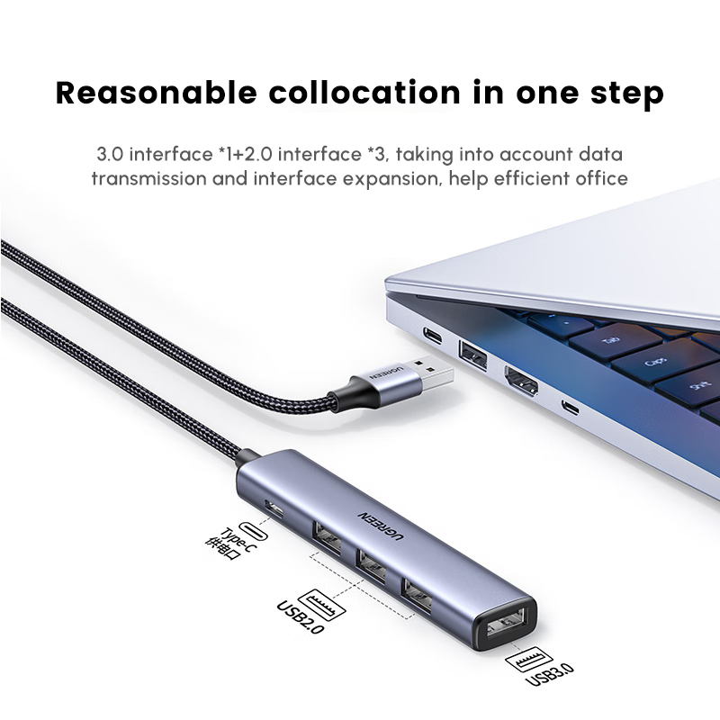 UGREEN USBハブ、4つのUSB2.0ポート、1つのT - Multi Port Usb Hub のレビューと価格