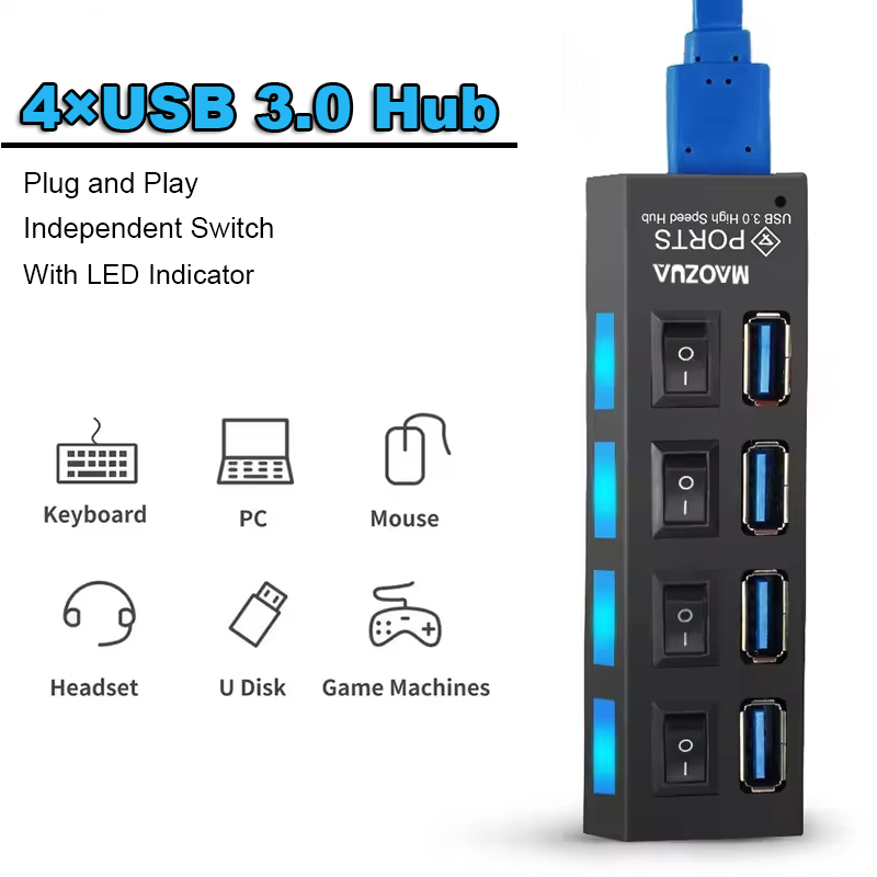 高速 4 ポート USB ハブ 4×USB 3.0 アダプタ - Multi Port Usb Hub のレビューと価格