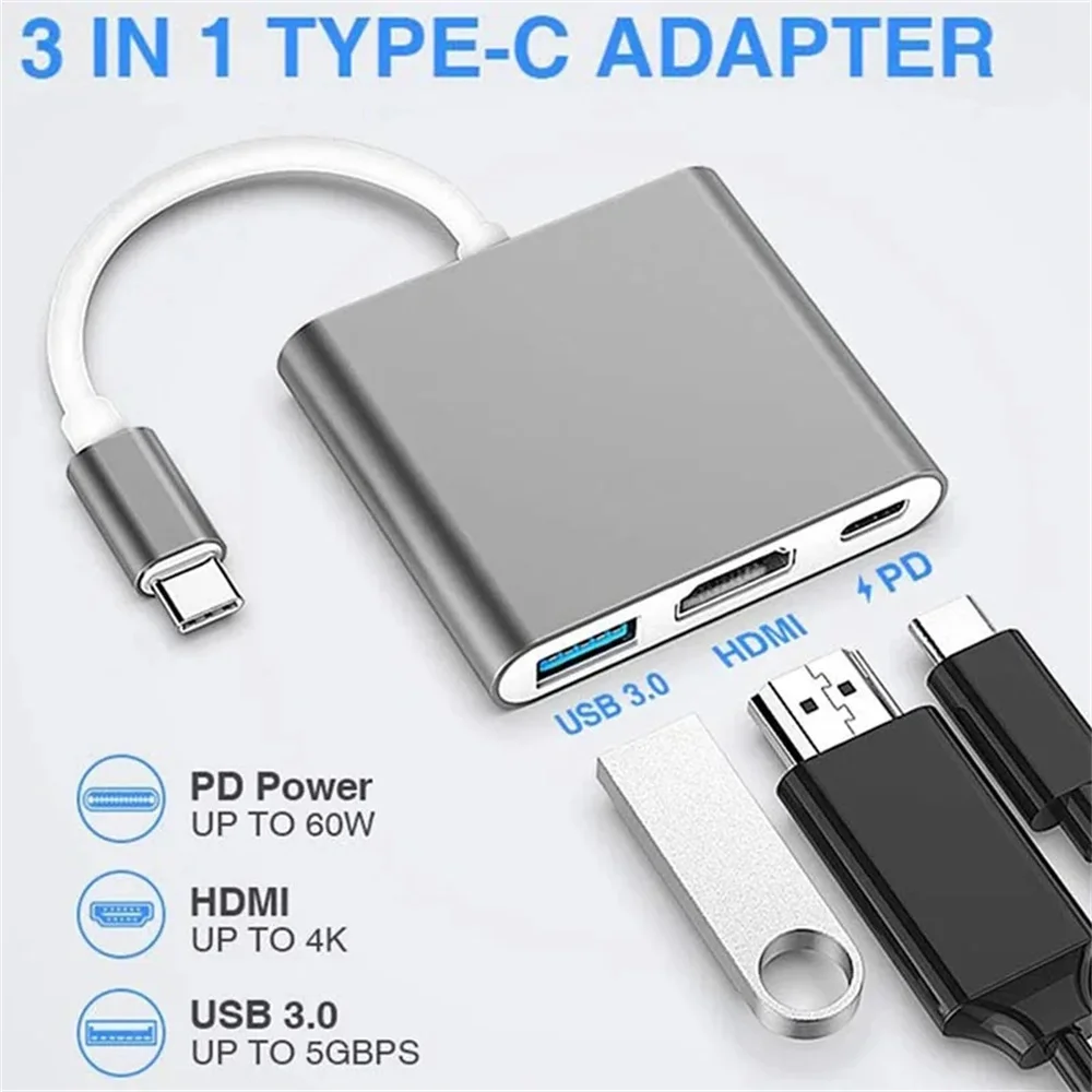 USB C ハブ 3-in-1 マルチポートアダプター、4K - Multi Port Usb Hub のレビューと価格