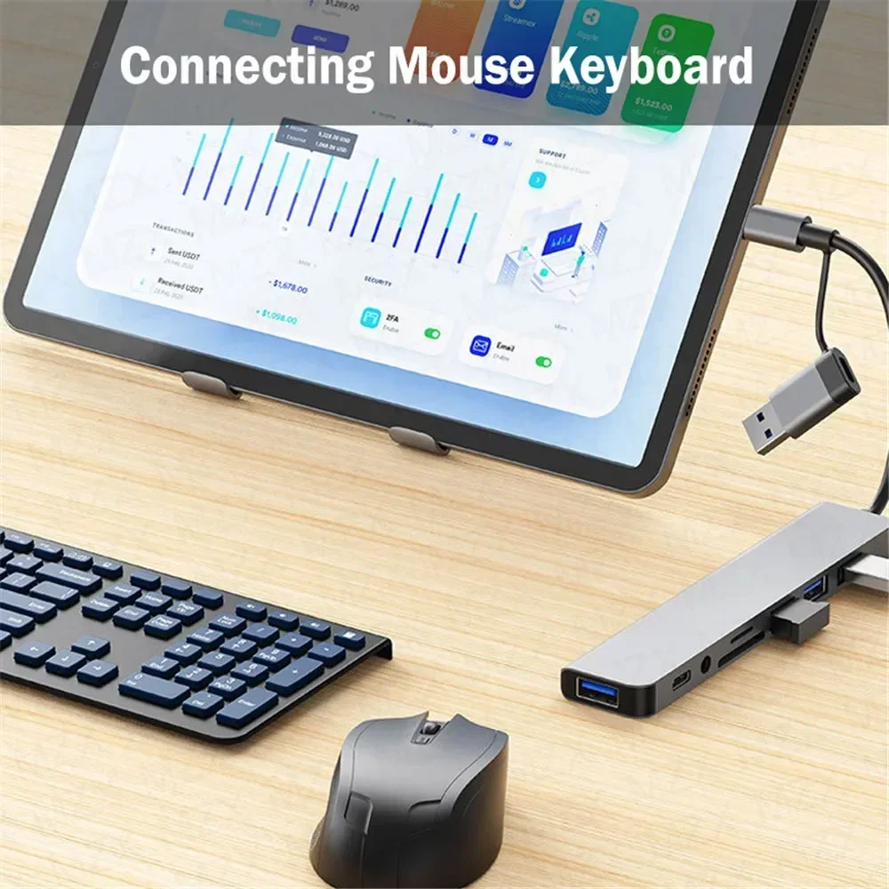 8in1 USB Cハブ拡張マルチポートアダプター タイプC - Multi Port Usb Hub のレビューと価格