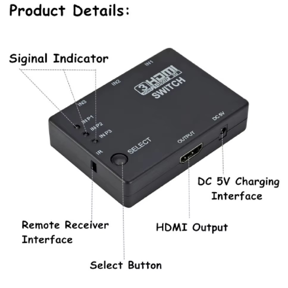 HDMIスイッチアダプター,3入力1出力のKVMスイッチ,X - Hdmi Matrix Switch のレビューと価格