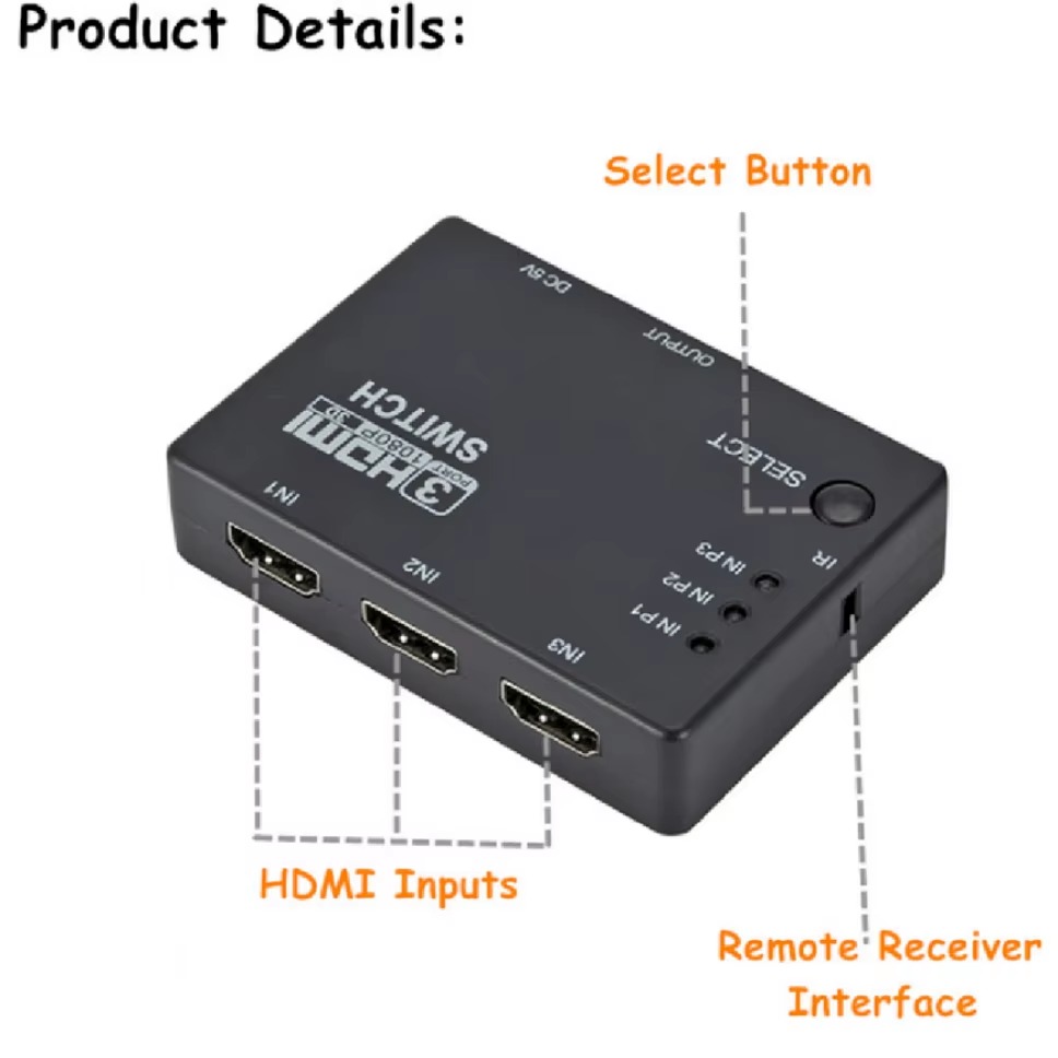 HDMIスイッチアダプター,3入力1出力のKVMスイッチ,X - Hdmi Matrix Switch のレビューと価格